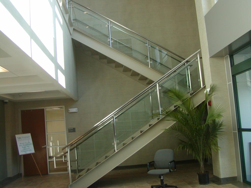 Stainless Steel Glass Rails on Stairs Compass Medical East Bridgewater